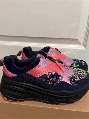New never worn with box UGG  6.5 Navy, Pink & Lavender Sequin Platform Sneakers